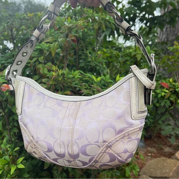 COACH Lavender Signature Y2K Hobo Baguette Shoulder Bag Hampton SoHo 6266 - Picture 4 of 14